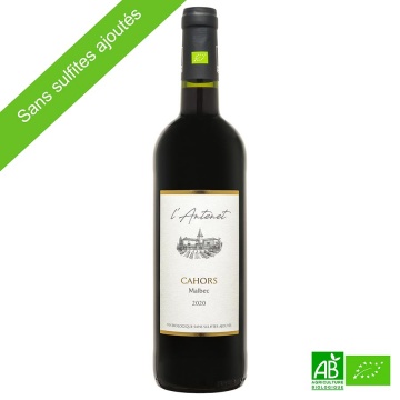 Cahors AOP bio L'Antenet Sans sulfite ajouté 2020 75cl 13,5%Vol