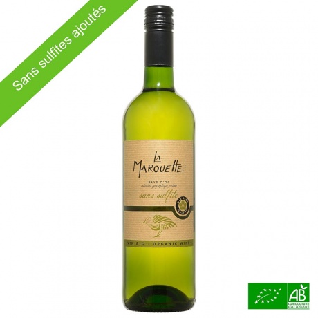 Pays d'Oc IGP bio sans sulfites ajoutés blanc La Marouette 75cl